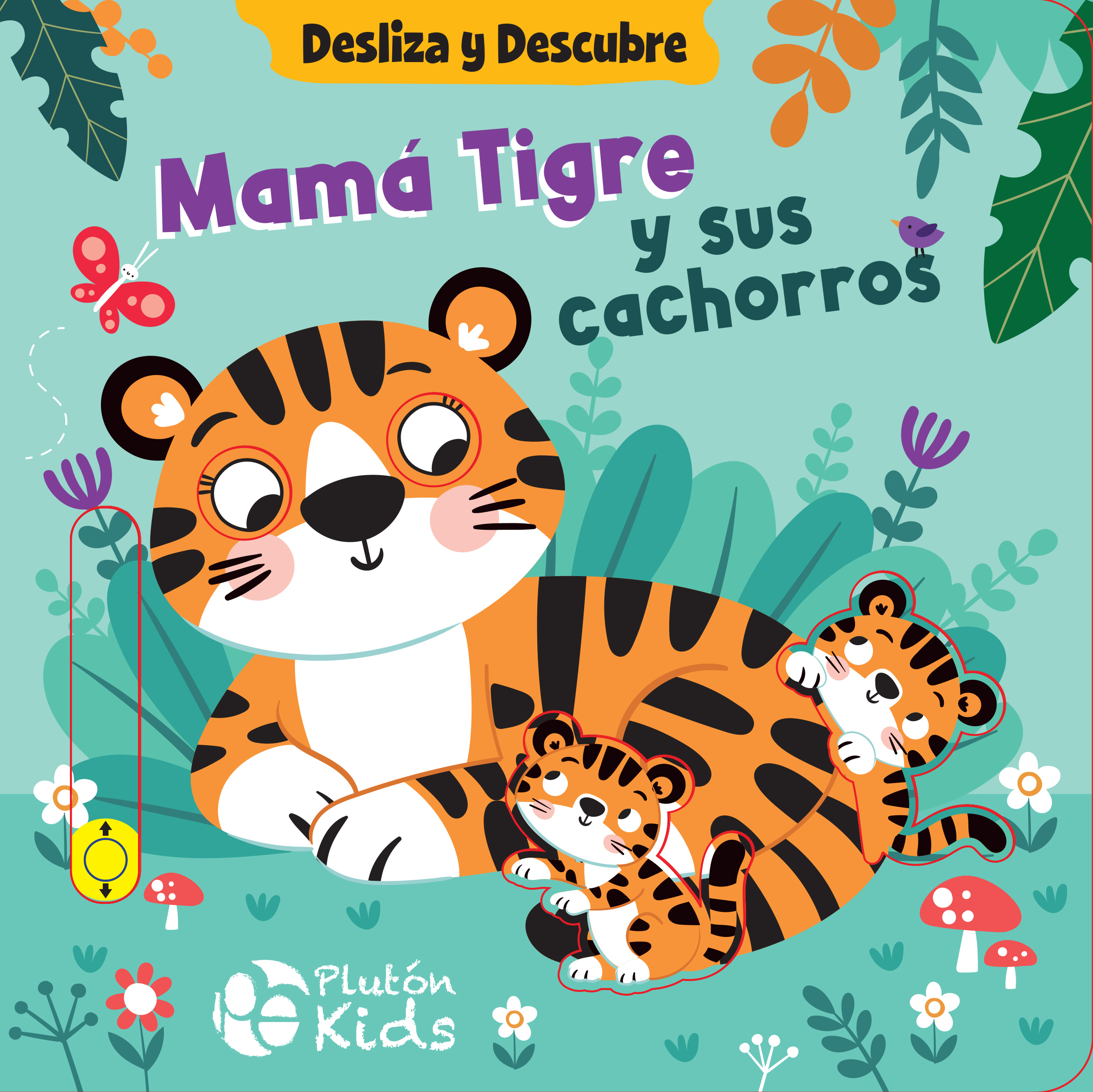 Desliza y descubre: Mamá Tigre y sus cachorros
