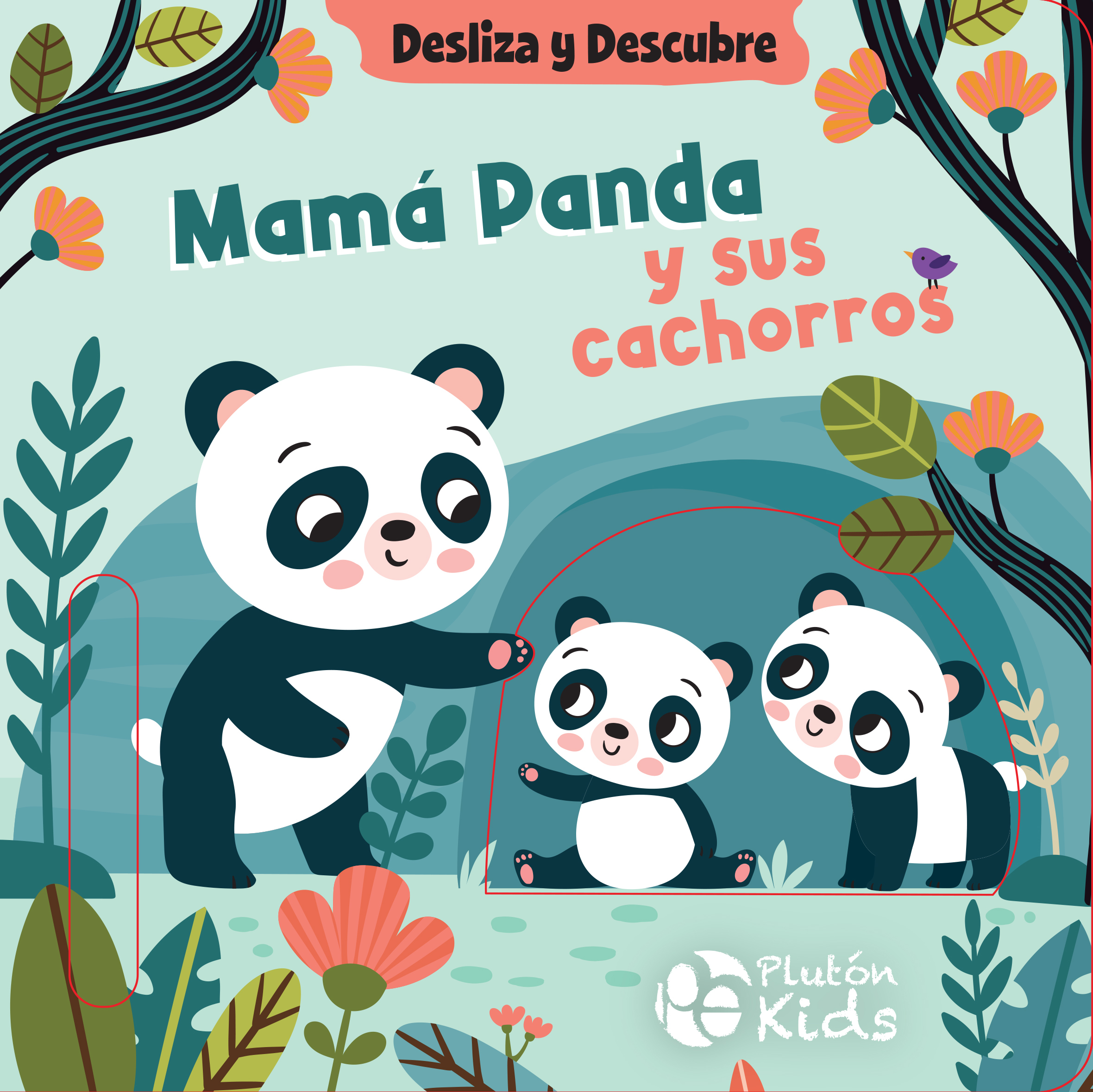 Desliza y descubre: Mamá Panda y sus cachorros